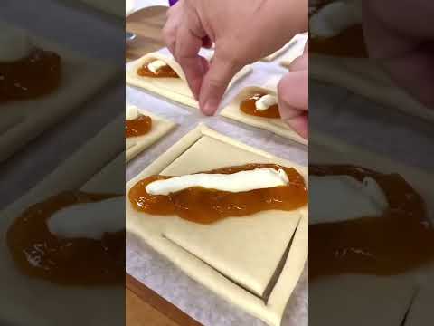 Peaches & Cream Danish! #satisfying #stepbystep #bakery #madefromscratch #frenchpastry #pastries