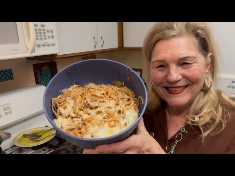 Seniors Jobless Poor? No Meat Spaghetti Dinner-Tasty Dessert 7-11