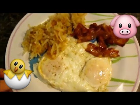 SIMPLE COOKING eggs BACON shredded potatoes FAST breakfast Easy recipe