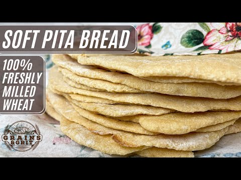 Soft, Easy, Delicious Pita Bread with 100% Freshly Milled Wheat | Homemade Pita Bread Recipe