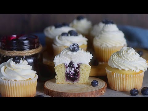 Soft Vanilla Cupcakes with Blueberry Jam | My Birthday Cupcakes!