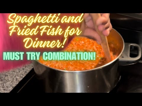Spaghetti and Fried Fish for Dinner!Must Try Combination!