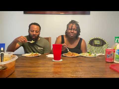 Spaghetti dinner mukbang #familydinner #spaghetti #spinachsalad #mukbang #fypシ