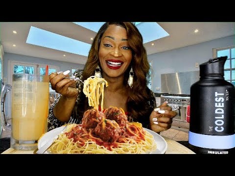 SUPER CHEESY SPAGHETTI DINNER MUKBANG!