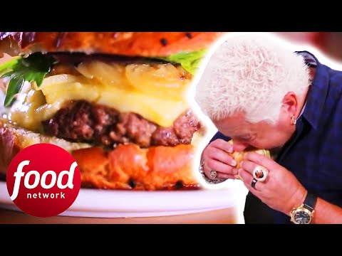 "That's Dynamite!" Guy Fieri Bites Into A Juicy Bison Burger  | Diners, Drive-Ins & Dives