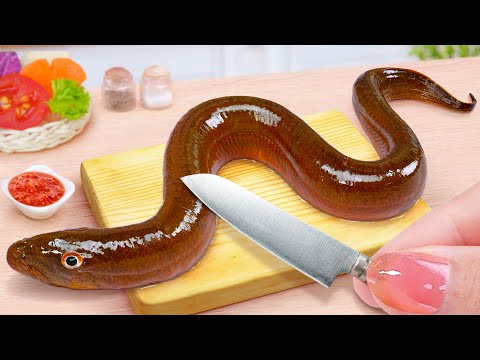 Top 1 Seafood Recipe 😍 Best Of Miniature Noodles and Grilled Eel Rice Bowl 😍 Tina Mini Cooking