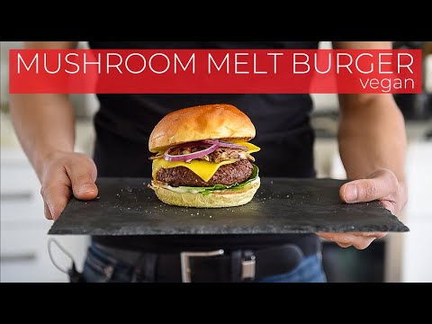 Vegetarian Mushroom Melt Burger Recipe that WON'T FALL APART!