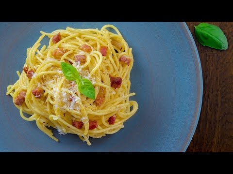 What's for dinner?  Spaghetti Carbonara! Traditional Italian pasta Carbonara