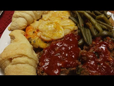 WOW!!TOMATO GLAZED MEATLOAF/ SCALLOP POTATOES!!!! ( RECIPE COOK SHOW)