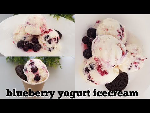 Yogurt icecream at home with out machine , blueberry yogurt icecream recipe by La Table