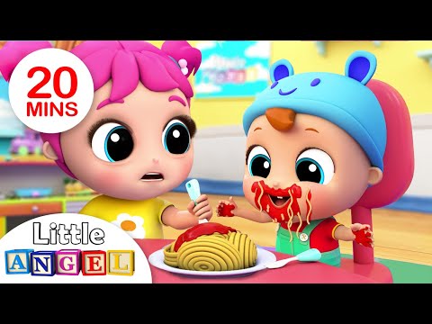Yum Yum, Baby Loves Spaghetti | Little Angel Kids Songs & Nursery Rhymes